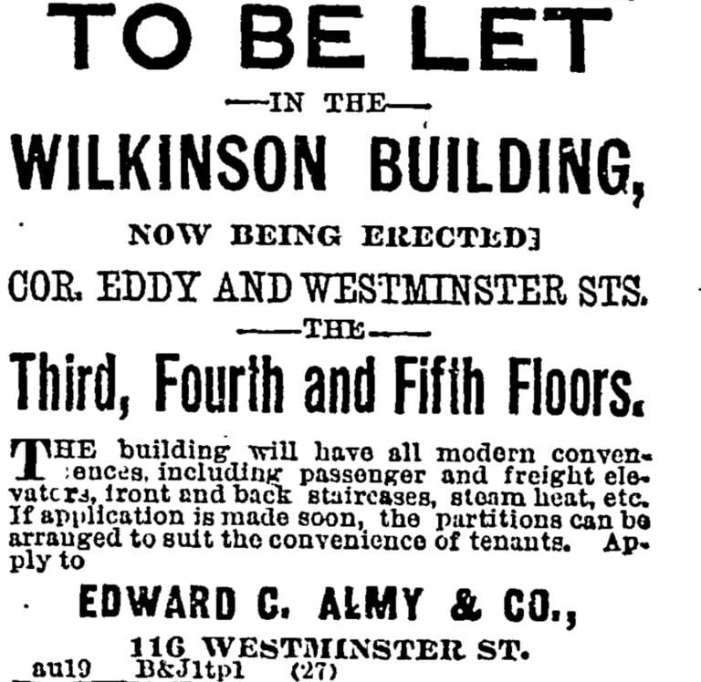 1887 - WILKINSON BUILDING - PROVODENCE JOURNAL