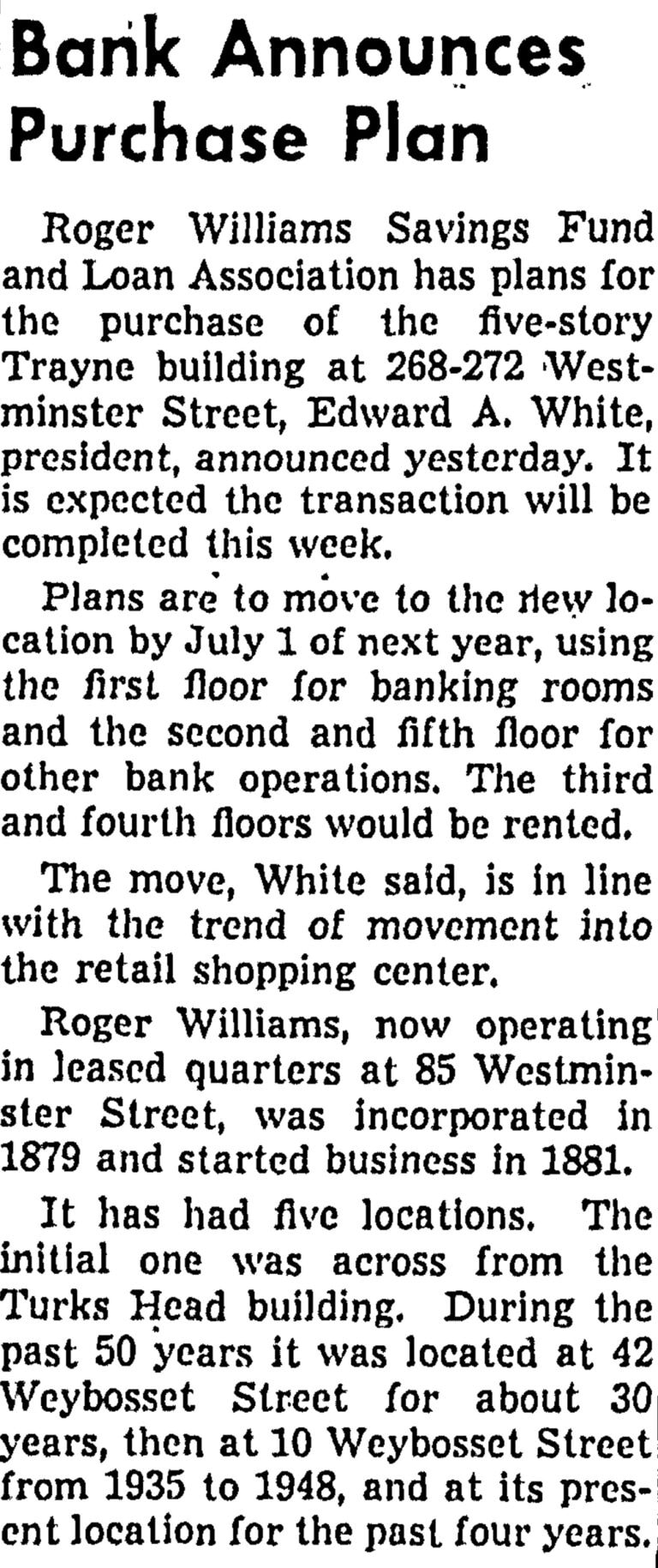 1952 - TRAYNE BUILDING - PROVIDENCE JOURNAL