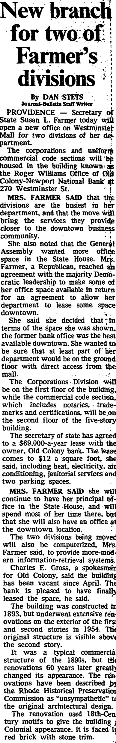 1984 - TRAYNE BUILDING - PROVIDENCE JOURNAL