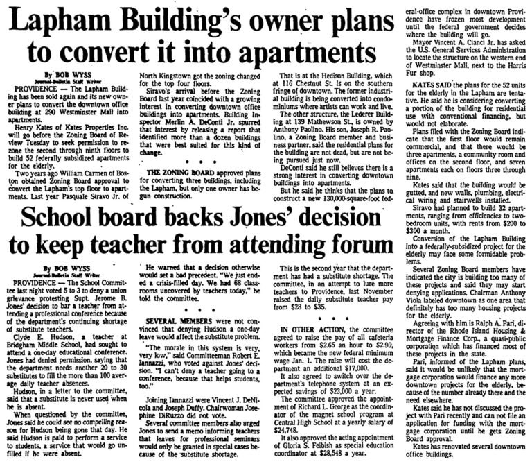 1979 - LAPHAM BUILDING - PROVIDENCE JOURNAL