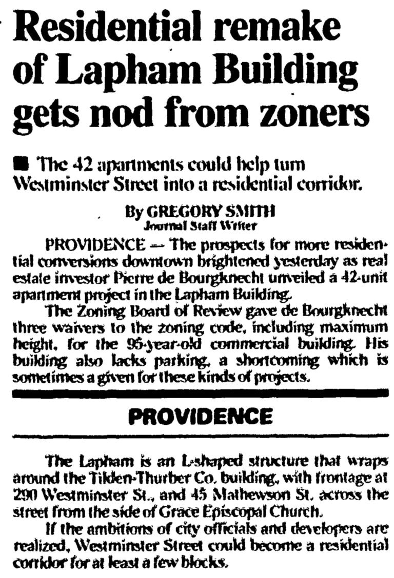 1999 - LAPHAM BUILDING - PROVIDENCE JOURNAL