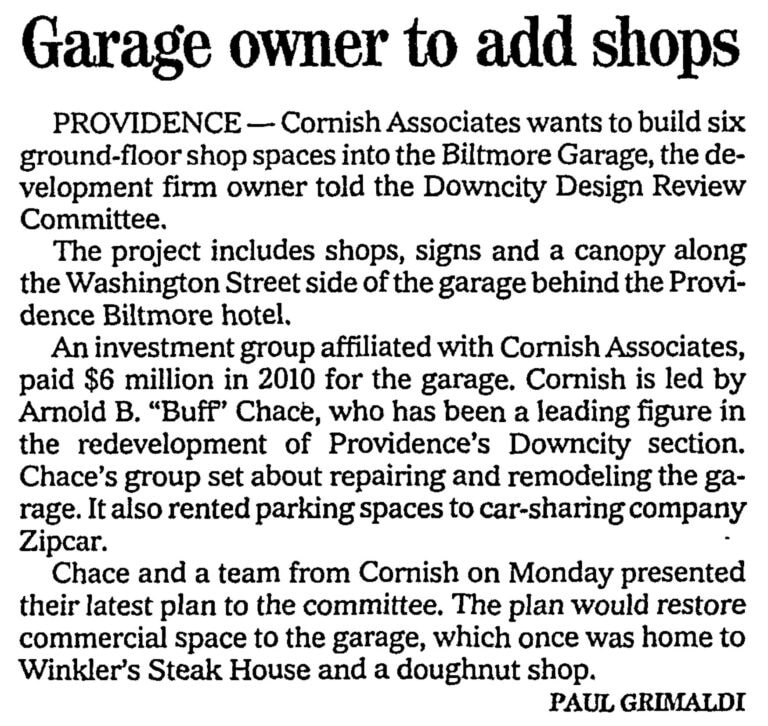 2012 - BILTMORE GARAGE - PROVIDENCE JOURNAL